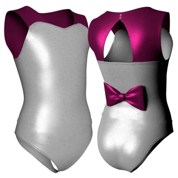 body danza in lurex senza maniche con inserto pxcm1001