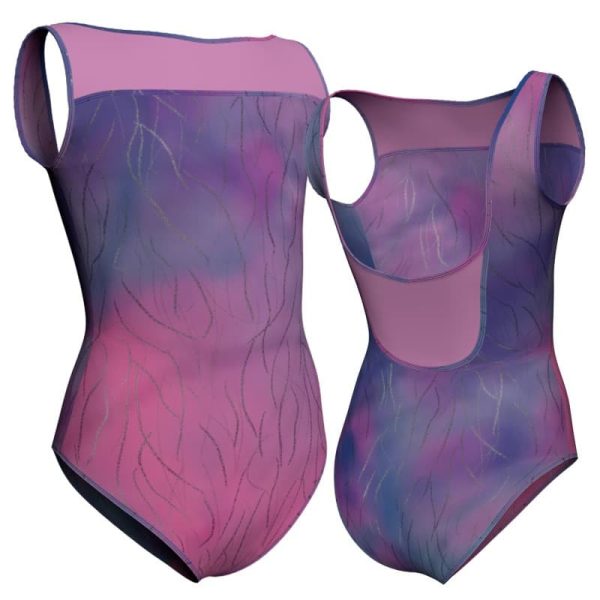 body danza in lurex senza maniche con inserto pxl1002