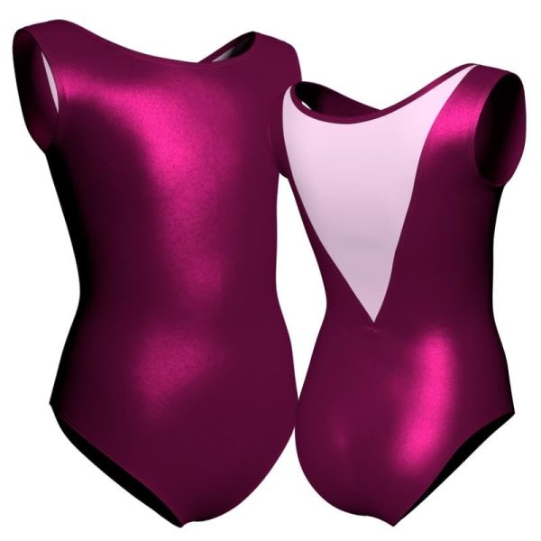 body danza in lurex senza maniche con inserto pxl10031