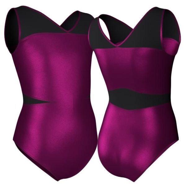 body danza in lurex senza maniche con inserto pxl1012