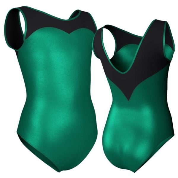 body danza in lurex senza maniche con inserto pxl1031