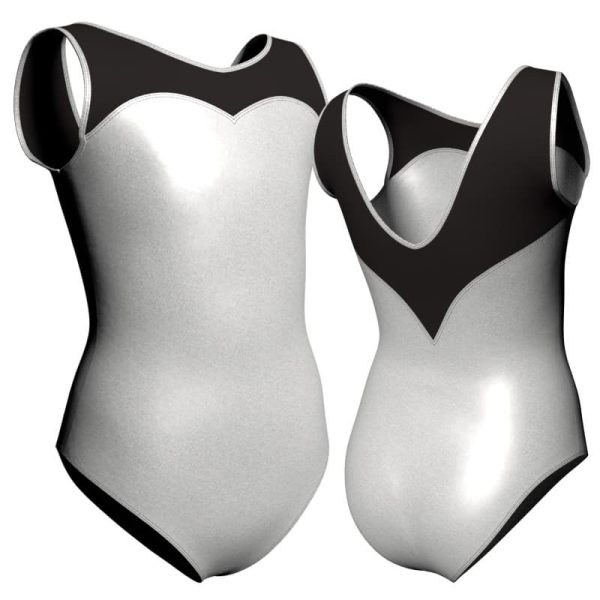 body danza in lurex senza maniche con inserto pxl1032