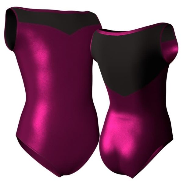 body danza in lurex senza maniche con inserto pxl105ss2