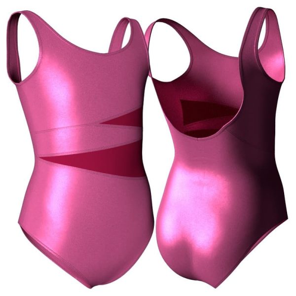 body danza in lurex senza maniche con inserto pxl1202