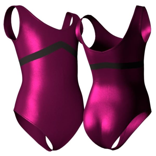 body danza in lurex senza maniche con inserto pxl1252