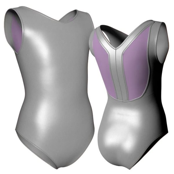 body danza in lurex senza maniche con inserto pxl2062