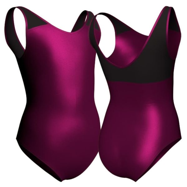 body danza in lurex senza maniche con inserto pxl2202