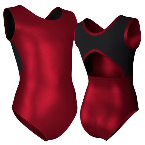 body danza in lurex senza maniche con inserto pxl2231