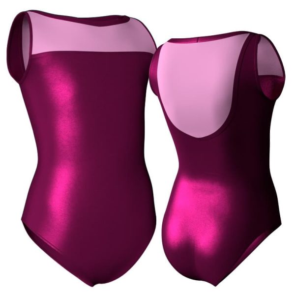 body danza in lurex senza maniche con inserto pxl3012