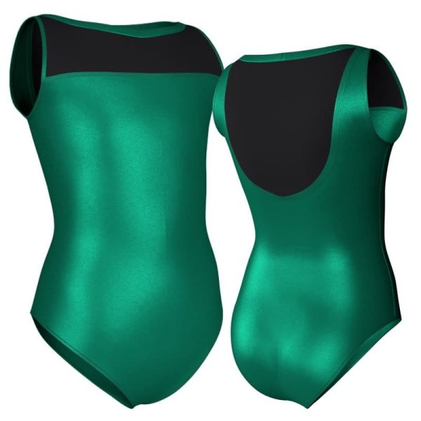 body danza in lurex senza maniche con inserto pxl30121