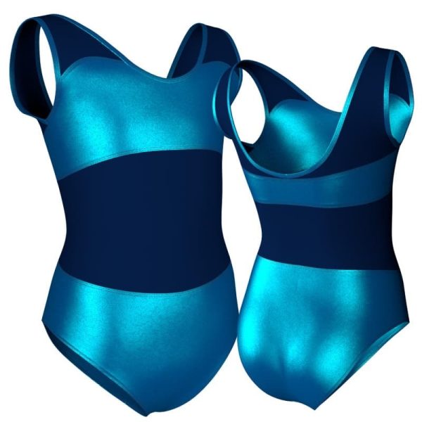 body danza in lurex senza maniche con inserto pxl30131