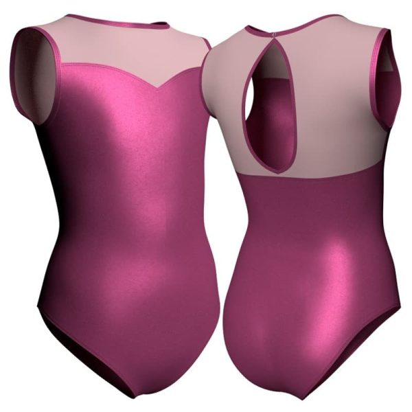 body danza in lurex senza maniche con inserto pxl30141