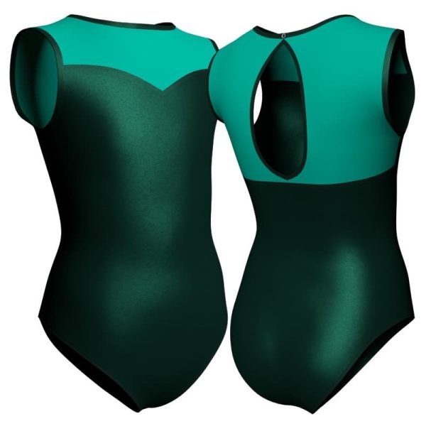 body danza in lurex senza maniche con inserto pxl30142