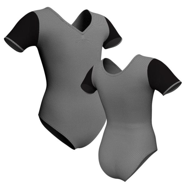 body danza in lycra fantasy manica corta con inserto pfr1008t1