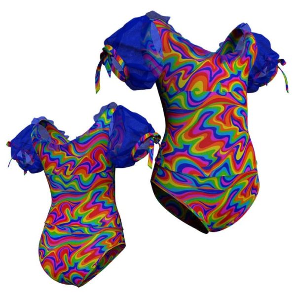 body danza in lycra fantasy maniche a palloncino con inserto pfr2504