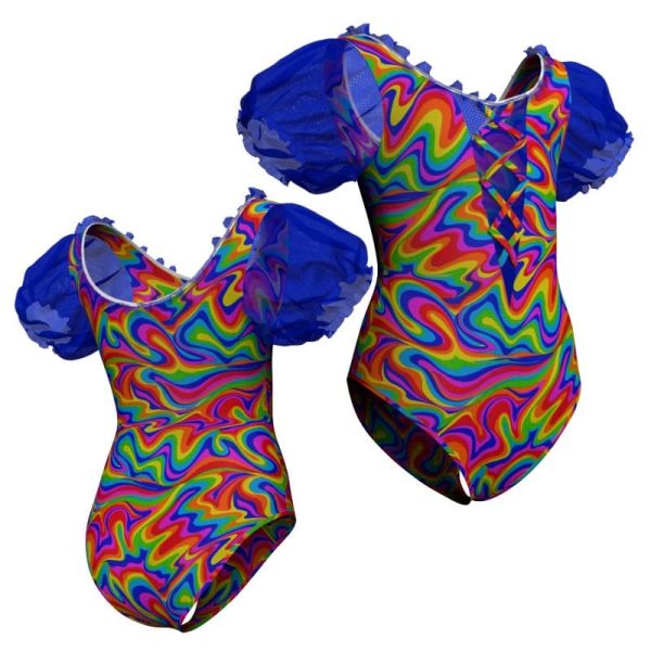 body danza in lycra fantasy maniche a palloncino con inserto pfr2612