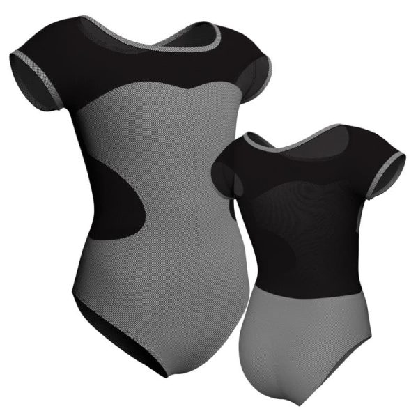 body danza in lycra fantasy maniche aletta con inserto pfr1001 1