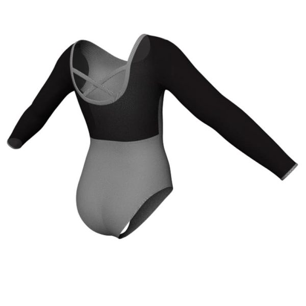 body danza in lycra fantasy maniche lunghe con inserto pfr2283