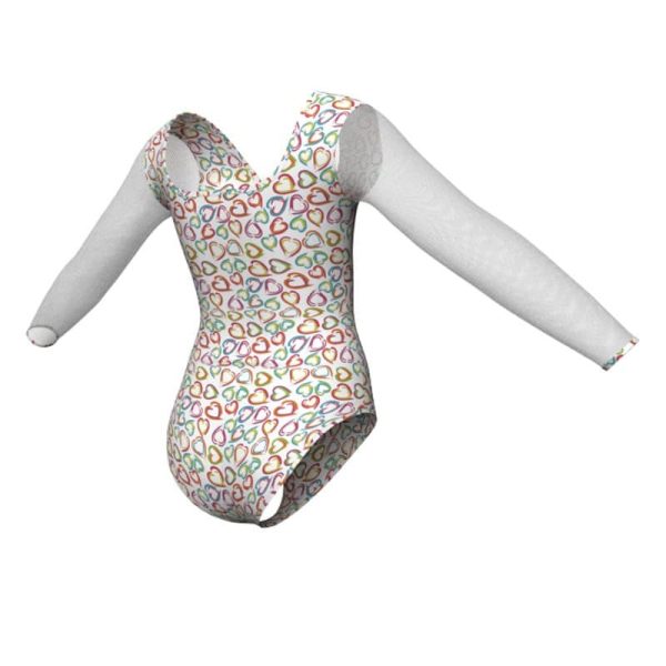 body danza in lycra fantasy maniche lunghe con inserto pfr2532t2