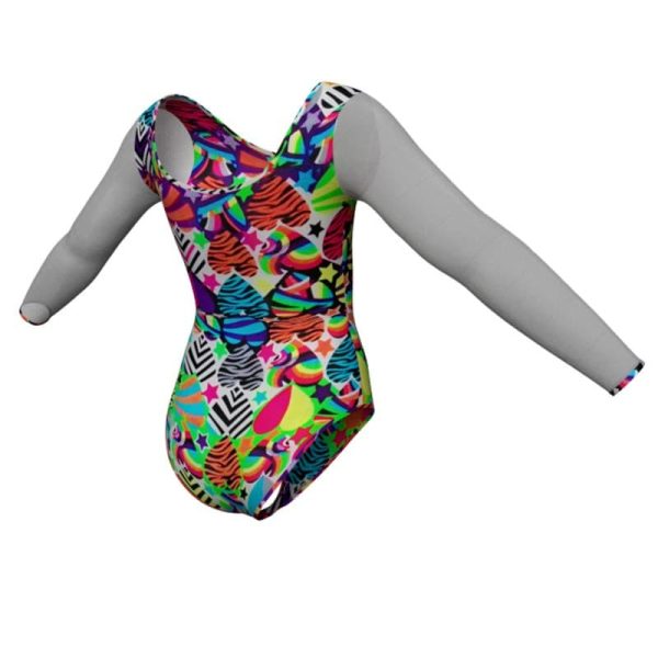 body danza in lycra fantasy maniche lunghe con inserto pfr3004t3