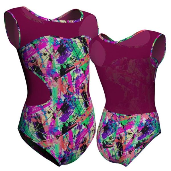 body danza in lycra fantasy senza maniche con inserto pfr1001ss