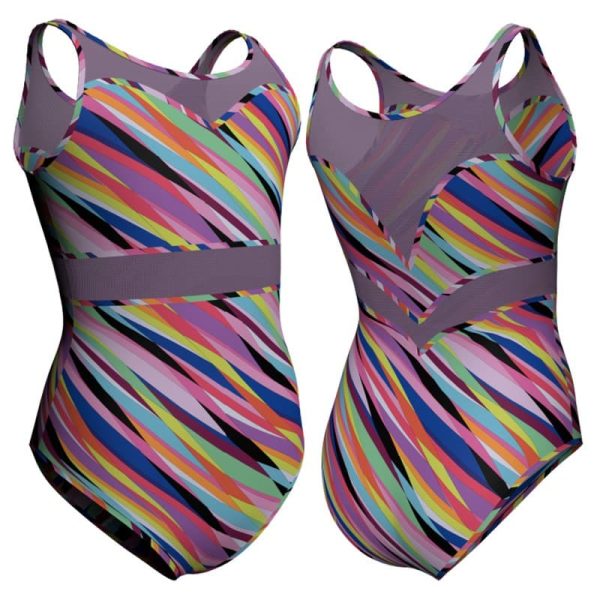 body danza in lycra fantasy senza maniche con inserto pfr1061