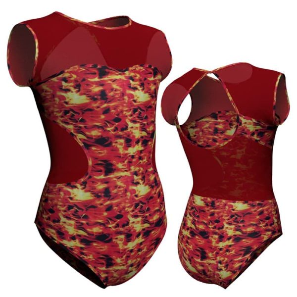 body danza in lycra fantasy senza maniche con inserto pfr110ss