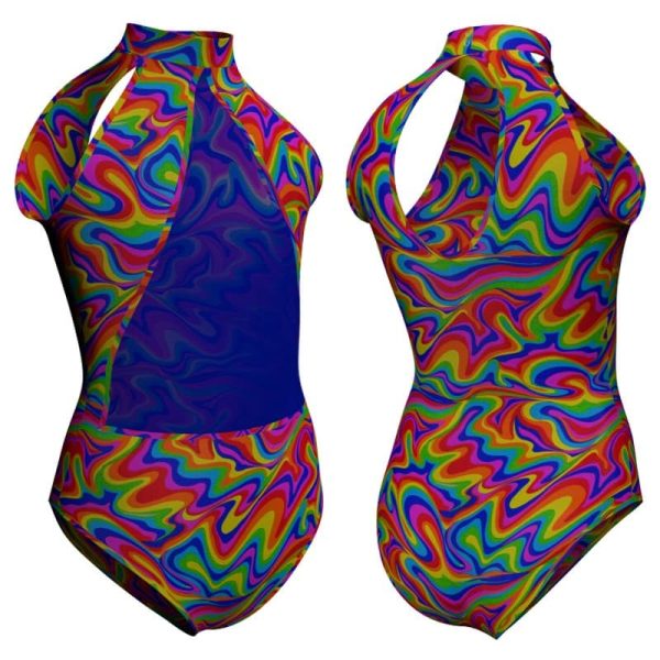 body danza in lycra fantasy senza maniche con inserto pfr119ss1