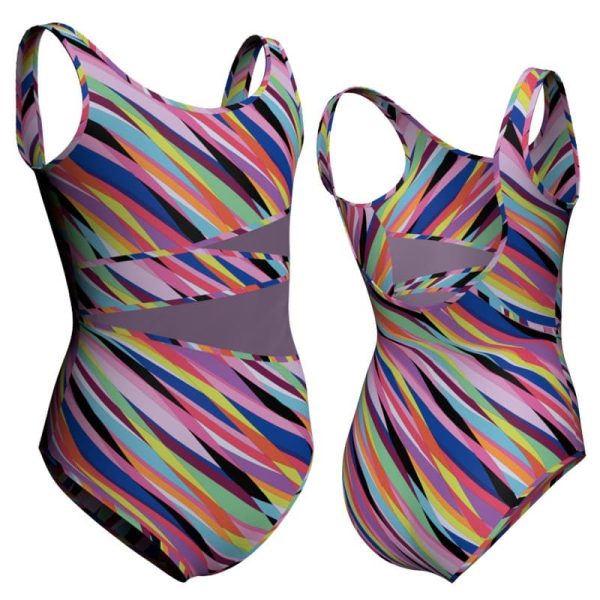 body danza in lycra fantasy senza maniche con inserto pfr1201