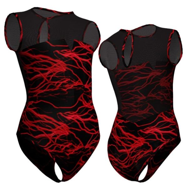 body danza in lycra fantasy senza maniche con inserto pfr1231