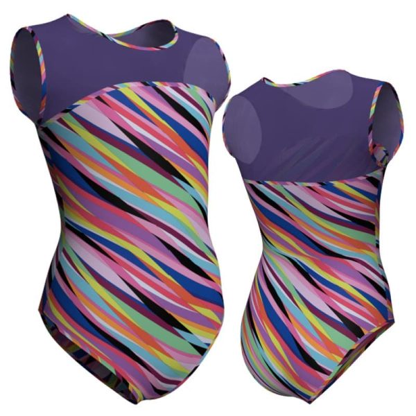 body danza in lycra fantasy senza maniche con inserto pfr219