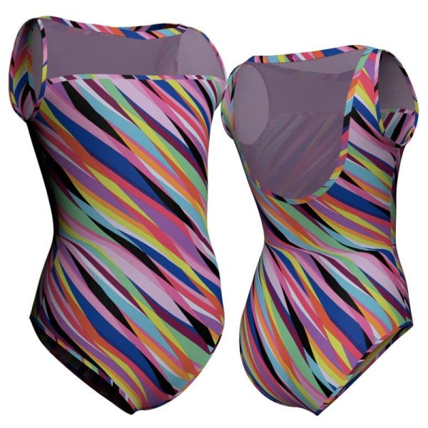 body danza in lycra fantasy senza maniche con inserto pfr3012