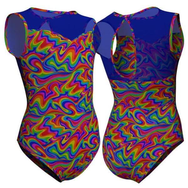 body danza in lycra fantasy senza maniche con inserto pfr30141