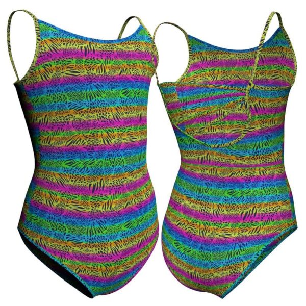 body danza in lycra stampata bretelle con intreccio dietro psa235