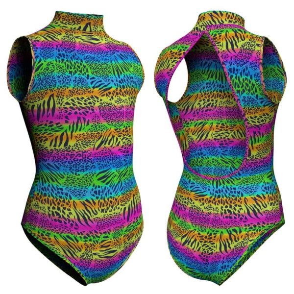 body danza in lycra stampata canotta scollo americana psa510