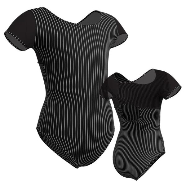 body danza in lycra stampata manica corta con inserto psb2081