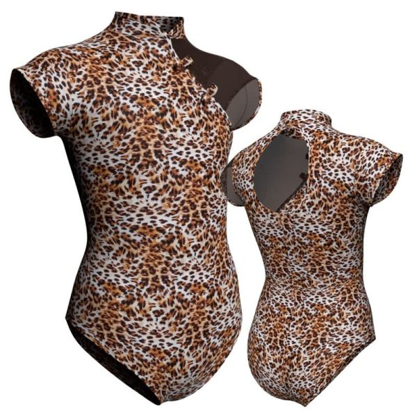 body danza in lycra stampata maniche aletta con inserto psb25061