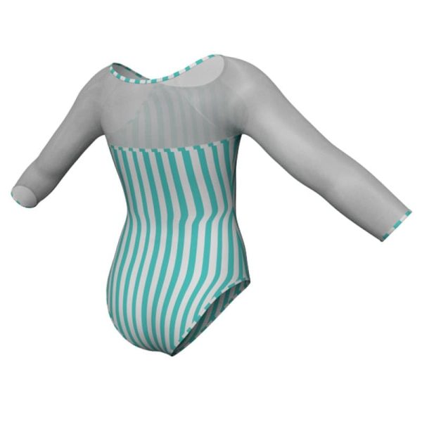 body danza in lycra stampata maniche lunghe con inserto psb2053