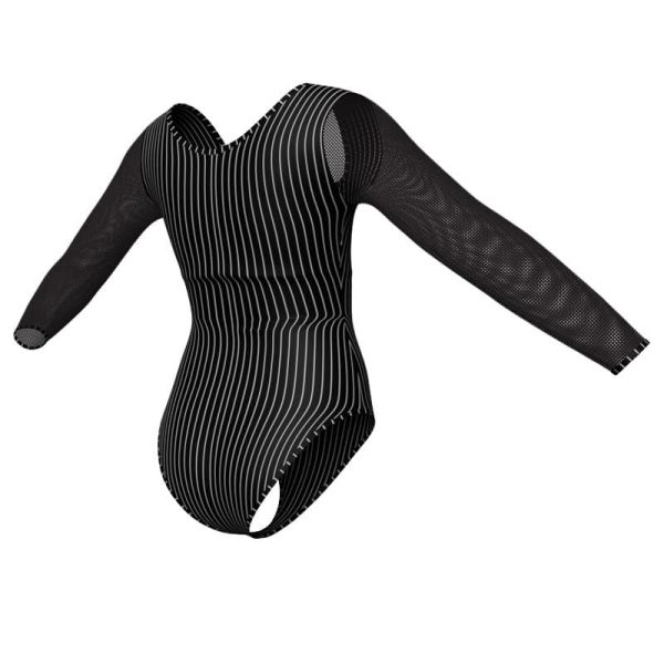 body danza in lycra stampata maniche lunghe con inserto psb2537t3