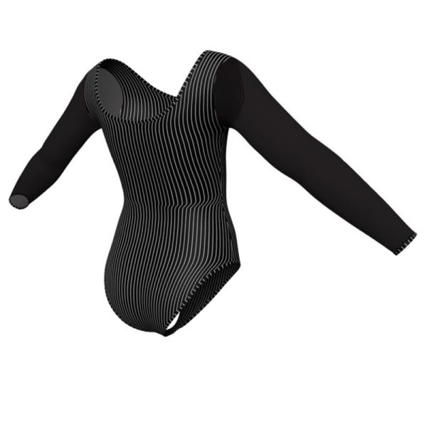 body danza in lycra stampata maniche lunghe con inserto psb3004t1