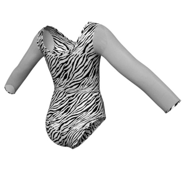 body danza in lycra stampata maniche lunghe con inserto psb405t3