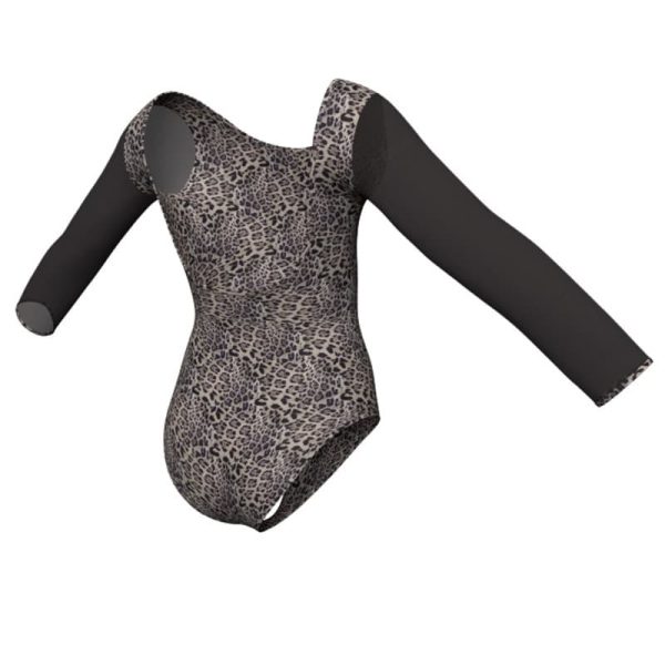 body danza in lycra stampata maniche lunghe con inserto psb411t3