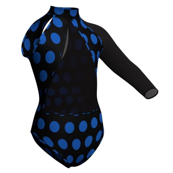 body danza in lycra stampata monospalla con inserto psb119sst