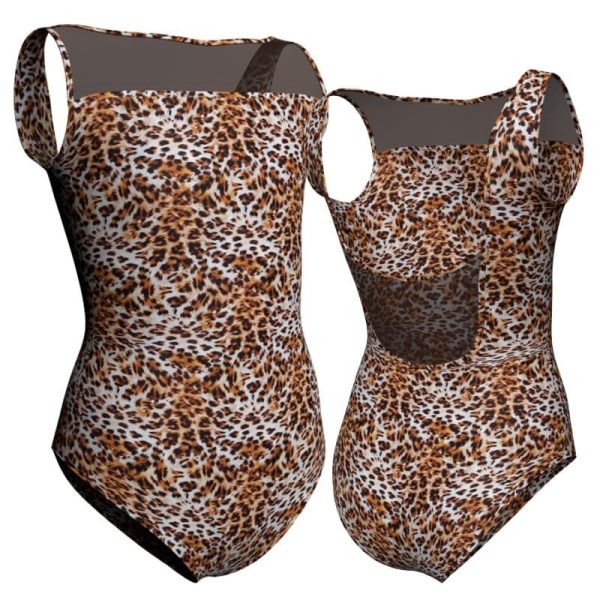 body danza in lycra stampata senza maniche con inserto psb10021