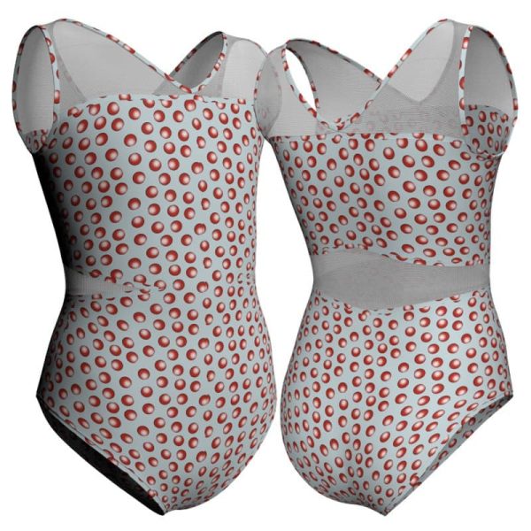 body danza in lycra stampata senza maniche con inserto psb1011