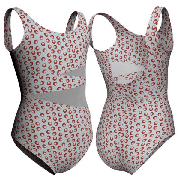 body danza in lycra stampata senza maniche con inserto psb1201