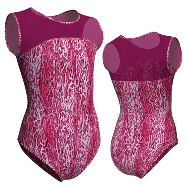 body danza in lycra stampata senza maniche con inserto psb2191