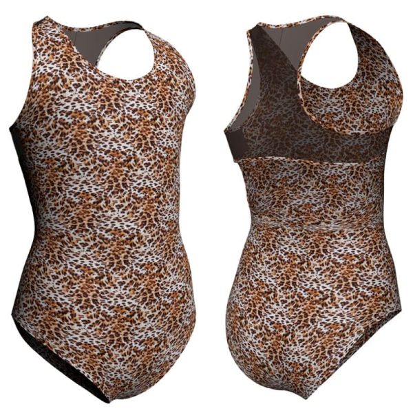 body danza in lycra stampata senza maniche con inserto psb2371