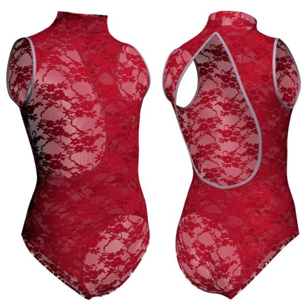 body danza in pizzo o rete canotta scollo americana ppf510