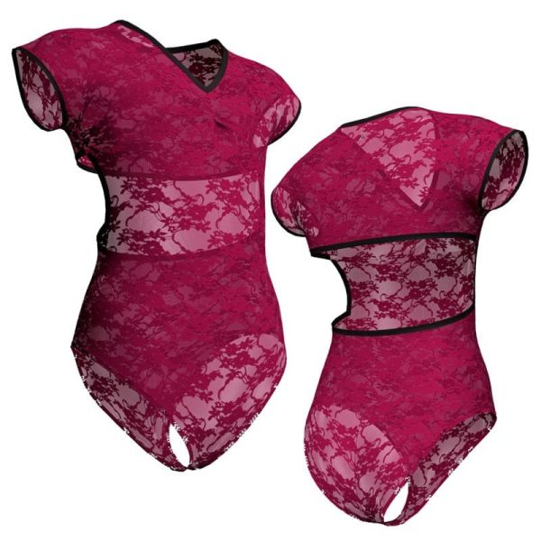 body danza in pizzo o rete maniche aletta con inserto ppf1221